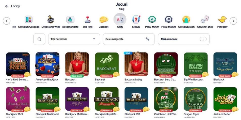 Participă la jocuri de cărți la PublicWin Casino