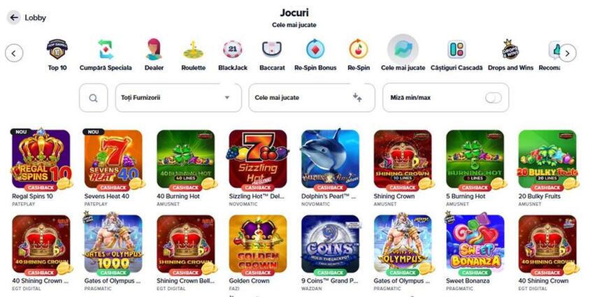 Descoperă cele mai jucate sloturi cu dealeri și jackpoturi disponibile